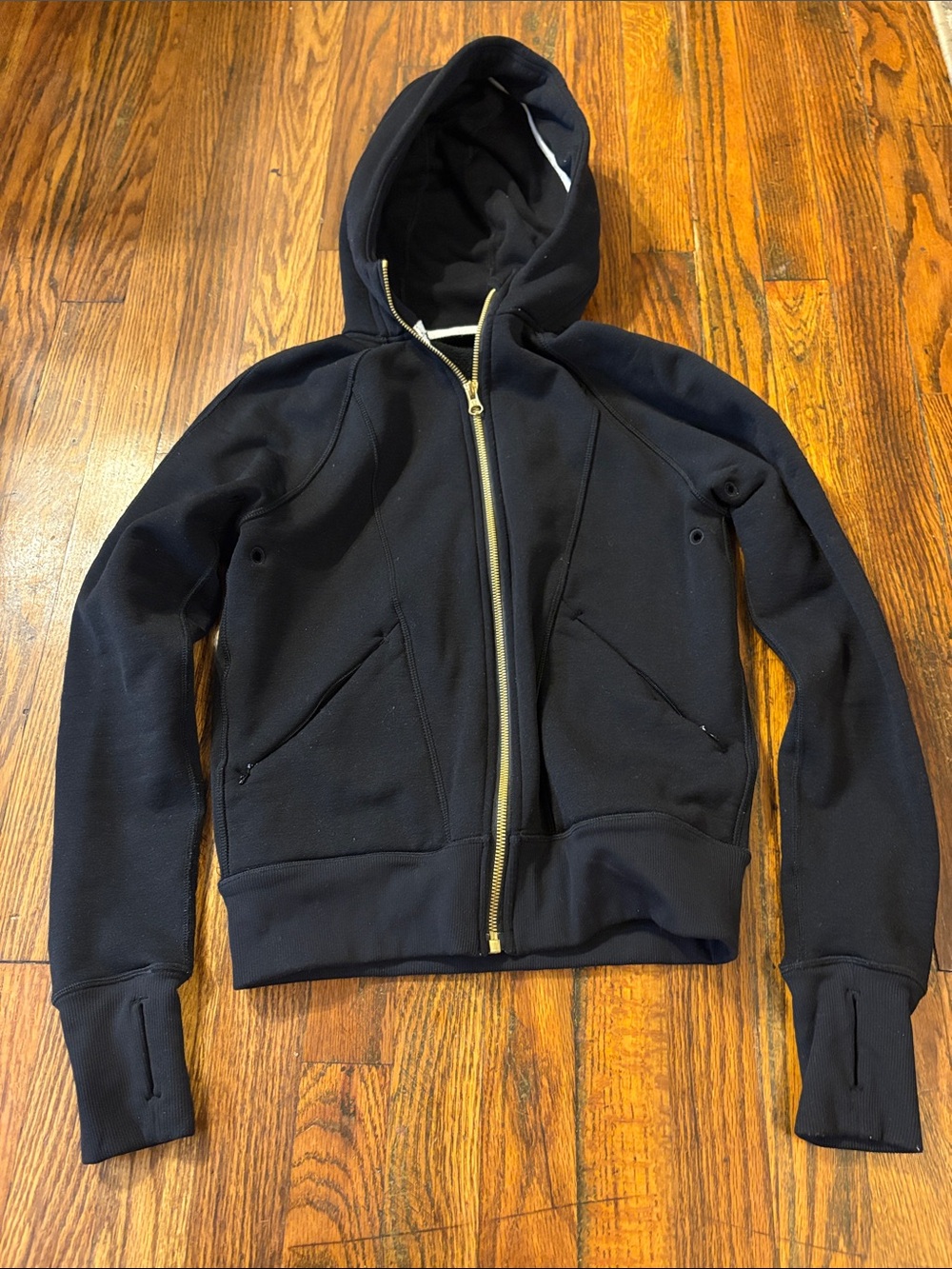 🎉Lululemon athletica Black Hooded Bomber Jacket with Gold Zipper Hardware!